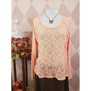 Rue 21 | Pink Lace Long Sleeve Top